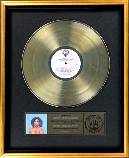 RIAA Gold Record Award for Prince 1979 LP <em>Prince</em> - Certified in 1980 