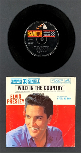 1961 Elvis Presley RCA Compact 33 Single of  “I Feel So Bad” / “Wild In The Country” with Original Picture Sleeve