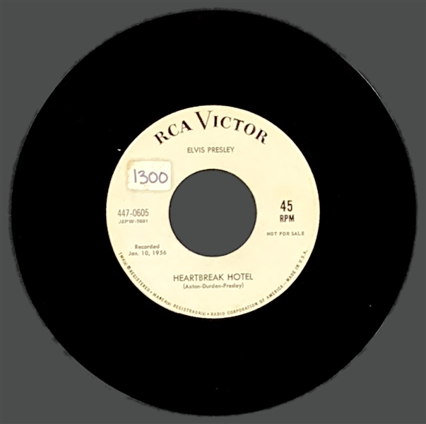 1964 Elvis Presley RCA Victor White Label "NOT FOR SALE" 45 RPM Single of “Heartbreak Hotel” / “I Was the One”