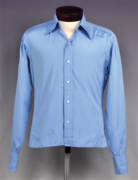 1969 Elvis Presley Screen-Worn Blue Dress Shirt from <em>The Trouble with Girls (and how to get into it)</em> - Also Featured on the January 1970 International Hotel Menu