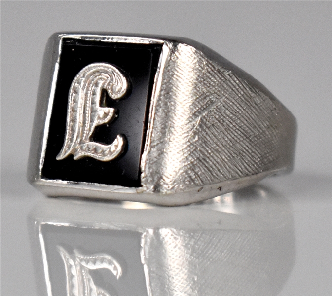 Elvis Presley Owned “E” Sterling Silver and Onyx Ring – Gifted to His Cousin Patsy Presley