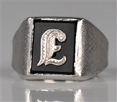 Elvis Presley Owned “E” Sterling Silver and Onyx Ring – Gifted to His Cousin Patsy Presley