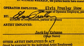 Elvis Presley Signed 1974 Sept.-Oct. Concert Tour Contract with Opening Act Comedian Jackie Kahane (BAS)