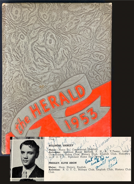 Elvis Presley Signed 1953 Humes High School Yearbook – Also Signed by George Klein (BAS)