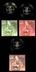 Three Variations of Elvis Presleys 1956 RCA 45 RPM Single <em>Love Me Tender</em> - Incl. Dark Pink, Light Pink and Green Sleeves