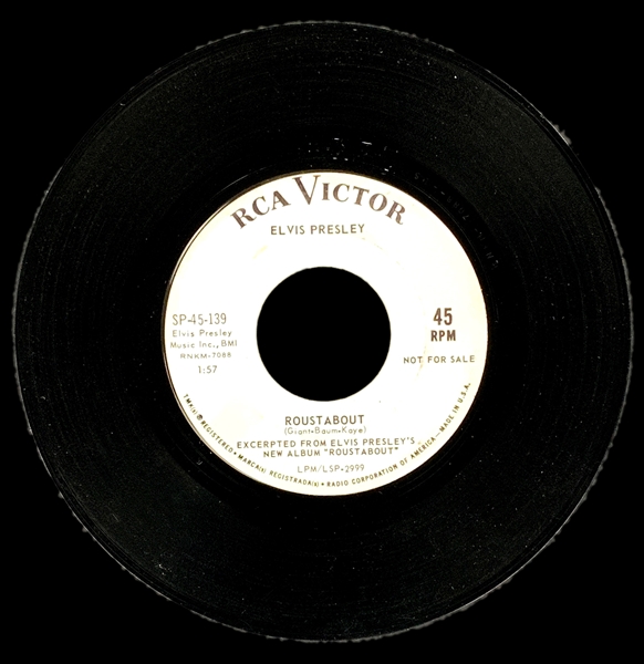 1964 Elvis Presley RCA Victor 45 RPM White Label “NOT FOR SALE” Single “Roustabout” / “One Track Heart”
