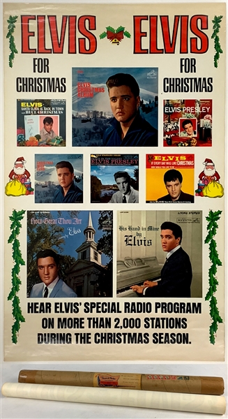 1967 Elvis Presley Christmas Radio Show Oversized Poster in Original “Thomas A. Parker” Mailing Tube – Sent to Chicago Fan Club Presidents