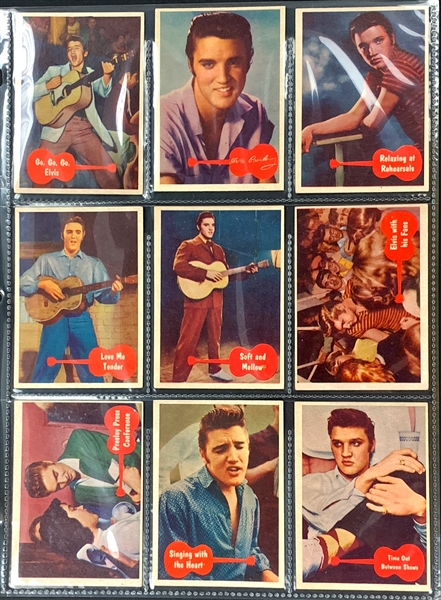 1956 Topps "Elvis Presley" Complete Set of Bubble Gum Cards (66) with High Grade Checklist Card #2