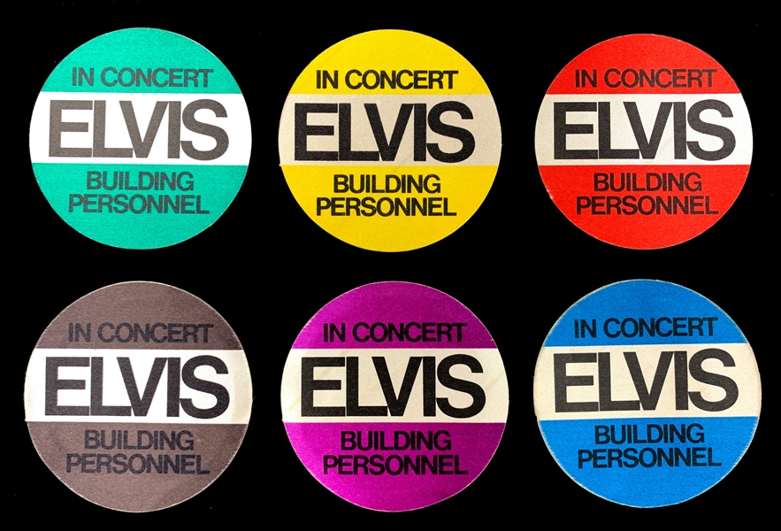 Complete Set of Six 1970s Elvis Presley Concert Round Backstage Passes