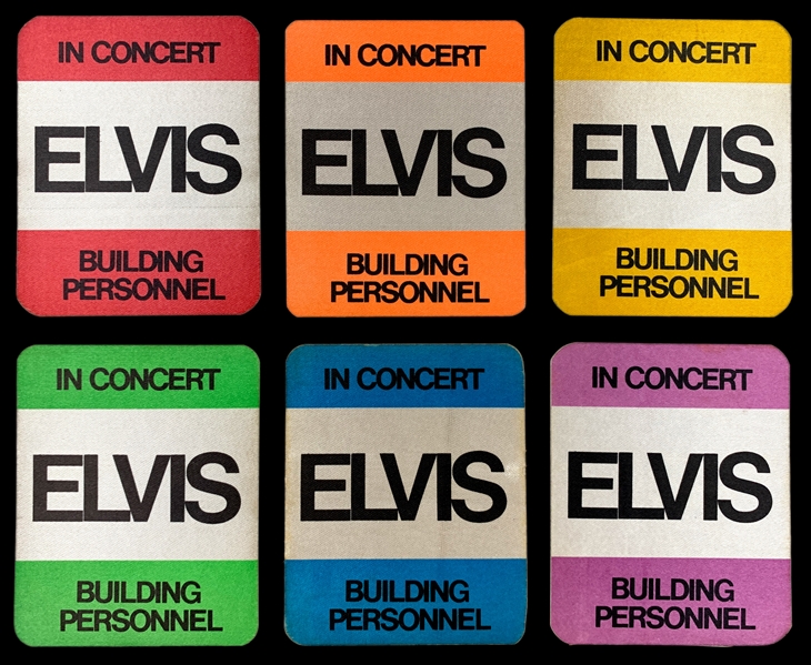 Complete Set of Six 1970s Elvis Presley Concert Rectangle Backstage Passes