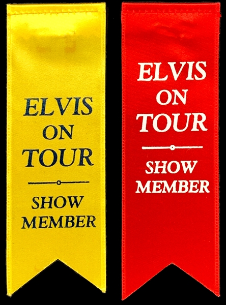 Pair of 1970s Backstage Pass Ribbons for Elvis Presley in Concert – Yellow and Red Variations