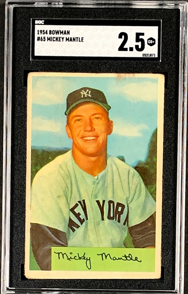 1954 Bowman #65 Mickey Mantle – SGC GD+ 2.5