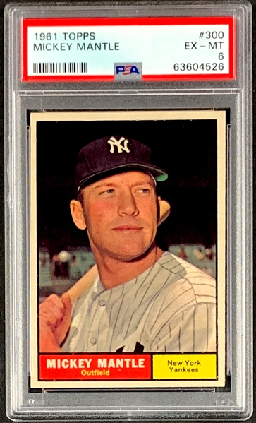 1961 Topps #300 Mickey Mantle – PSA EX-MT 6