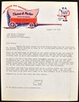 1957 Colonel Parker Signed Letter to Trude Forsher - “Forget that you know (were coming)”