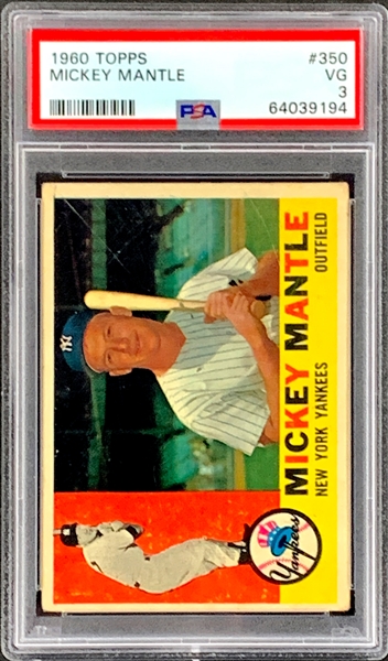 1960 Topps #350 Mickey Mantle – PSA VG 3