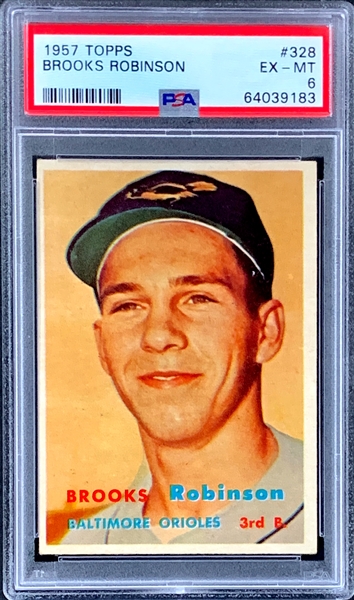 1957 Topps #328 Brooks Robinson Rookie Card – PSA EX-MT 6