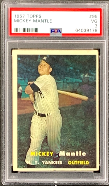 1957 Topps #95 Mickey Mantle – PSA VG 3