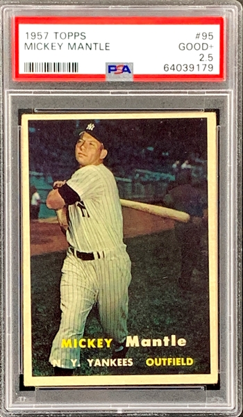 1957 Topps #95 Mickey Mantle – PSA GD+ 2.5