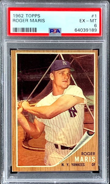 1962 Topps #1 Roger Maris – PSA EX-MT 6