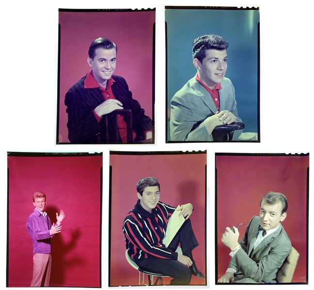 1950s-60s Original 5 x 7 Inch Color Transparencies of Dick Clark, Bobby Darin, Frankie Avalon, Bobby Rydell and Paul Anka (5)