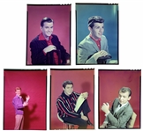1950s-60s Original 5 x 7 Inch Color Transparencies of Dick Clark, Bobby Darin, Frankie Avalon, Bobby Rydell and Paul Anka (5)