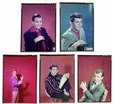 1950's-60's Original 5 x 7 Inch Color Transparencies of Dick Clark, Bobby Darin, Frankie Avalon, Bobby Rydell and Paul Anka (5)
