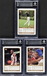 1990-91 Skybox #41 Michael Jordan Signed Card Plus #46 Scottie Pippen and #37 BJ Armstrong Signed Cards - Encapsulated by Beckett Authenticated
