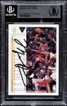 1991-92 Upper Deck #44 Michael Jordan Signed Card PLUS Scottie Pippen, John Paxson, Bill Cartwright and Horace Grant Signed Cards! The Whole Starting Lineup From The Bulls First NBA Title