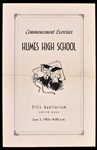1953 Humes High School Graduation Program Featuring Elvis Presley
