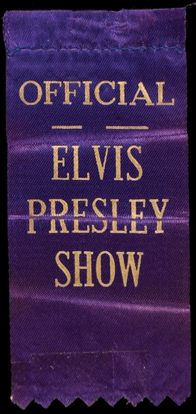 1957 “OFFICIAL ELVIS PRESLEY SHOW” Mississippi-Alabama Fair & Dairy Show Backstage Ribbon – From The Tommy Young Collection* 