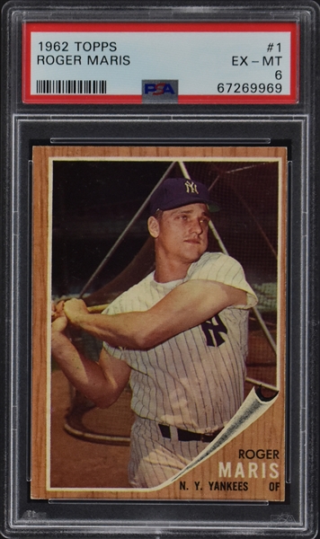 1962 Topps #1 Roger Maris – PSA EX-MT 6