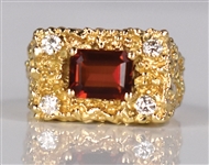 1970s Elvis Presley Owned Diamond and Garnet Ring - His Birthstone! - Gifted to His Bandleader Joe Guercio
