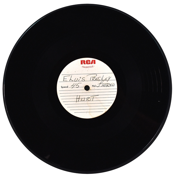 1976 Elvis Presley’s Personal Acetate For “Hurt” and “For the Heart” Recorded at the Jungle Room Sessions - Gifted to a Denver Police Officer