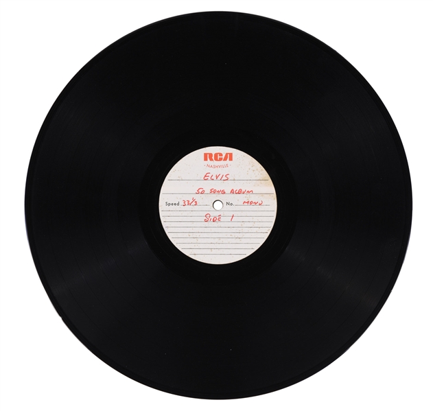 Pair of RCA Nashville Double-Sided 33 1/3 RPM Acetates with Sides 1, 2, 7 and 8 of Elvis Presley’s 1970 Album <em>Worldwide 50 Gold Award Hits Vol. 1</em> Plus RCA Sequence Sheets for the Album