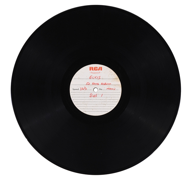 Pair of RCA Nashville Double-Sided 33 1/3 RPM Acetates with Sides 1, 2, 7 and 8 of Elvis Presley’s 1970 Album <em>Worldwide 50 Gold Award Hits Vol. 1</em> Plus RCA Sequence Sheets for the Album