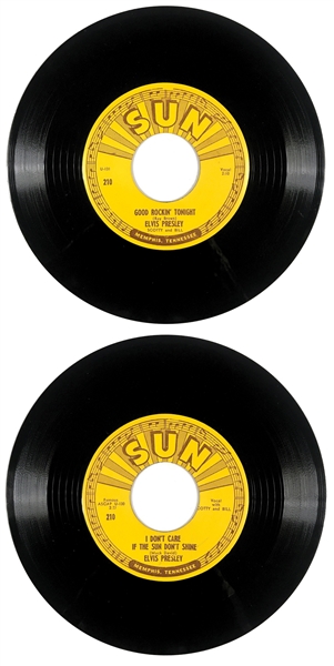 High Grade 1954 Sun Records 210 45 RPM 7-Inch of Elvis Presley’s “Good Rockin’ Tonight” and “I Don’t Care if the Sun Don’t Shine” - Memphis Pressing