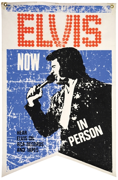 Early 1970s “ELVIS NOW IN PERSON” Concert Canvas Banner
