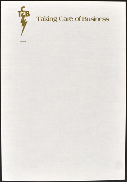 Elvis Presley “TCB” Letterhead – Elvis More Rare Executive Style Letterhead