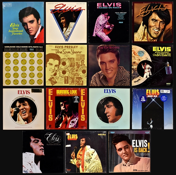 Collection of 15 Elvis Presley LPs Incl. <em>Aloha From Hawaii Via Satellite</em>, <em>Moody Blue</em> and Others