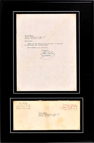 1971 Elvis Presley (Secretarial) Fan Response Letter with Original Envelope in Framed Display