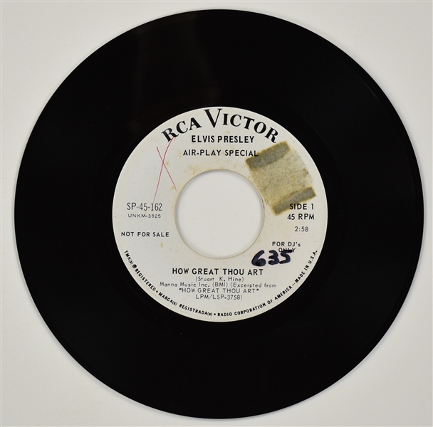 1967 Elvis Presley RCA Victor White Label “Not For Sale” 45 RPM Single “How Great Thou Art” / “So High” - <em>How Great Thou Art</em>