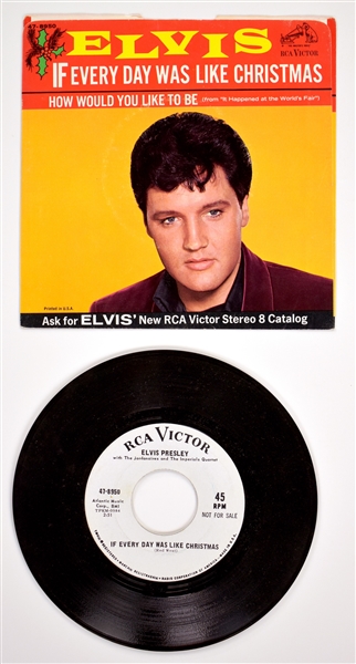 1966 Elvis Presley RCA Victor White Label “Not For Sale” 45 RPM Single "If Every Day Was Like Christmas” / “How Would You Like to Be” - with Picture Sleeve - <em>It Happened at the Worlds Fair</em>