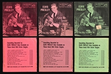 Three Variations of Elvis Presleys 1956 RCA 45 RPM Single “Love Me Tender” - Incl. Dark Pink, Light Pink and Green Sleeves