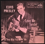 Three Variations of Elvis Presley's 1956 RCA 45 RPM Single “Love Me Tender” - Incl. Dark Pink, Light Pink and Green Sleeves
