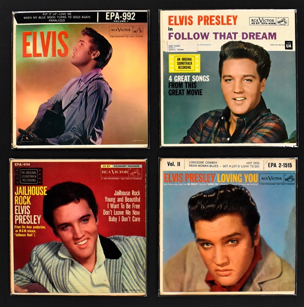 Group of Seven Elvis Presley RCA Victor 45 RPM EPs Incl. <em>Elvis Volume I</em> (EPA 992) and <em>Jailhouse Rock</em> (EPA-4114)