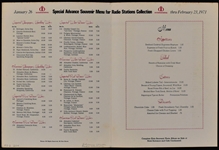 1971 Elvis Presley “Radio Stations” Variation Las Vegas International Hotel Concert Menu