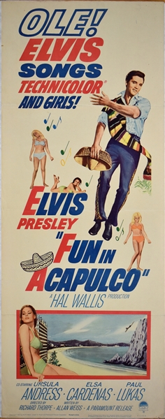 1963 <em>Fun In Acapulco</em> Insert Movie Poster – Starring Elvis Presley