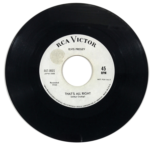 1964 Elvis Presley White Label “Not For Sale” 45 RPM RCA Victor Single “That’s All Right” / “Blue Moon of Kentucky”