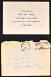 Notecard of Appreciation for Condolences from “The Family of Elvis Aron Presley” with Original Mailing Envelope