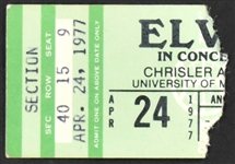 1977 Group of Eight Original Photographs from Elvis Presley Concert on April 24, 1977, in Ann Arbor, Michigan Plus Ticket Stub 